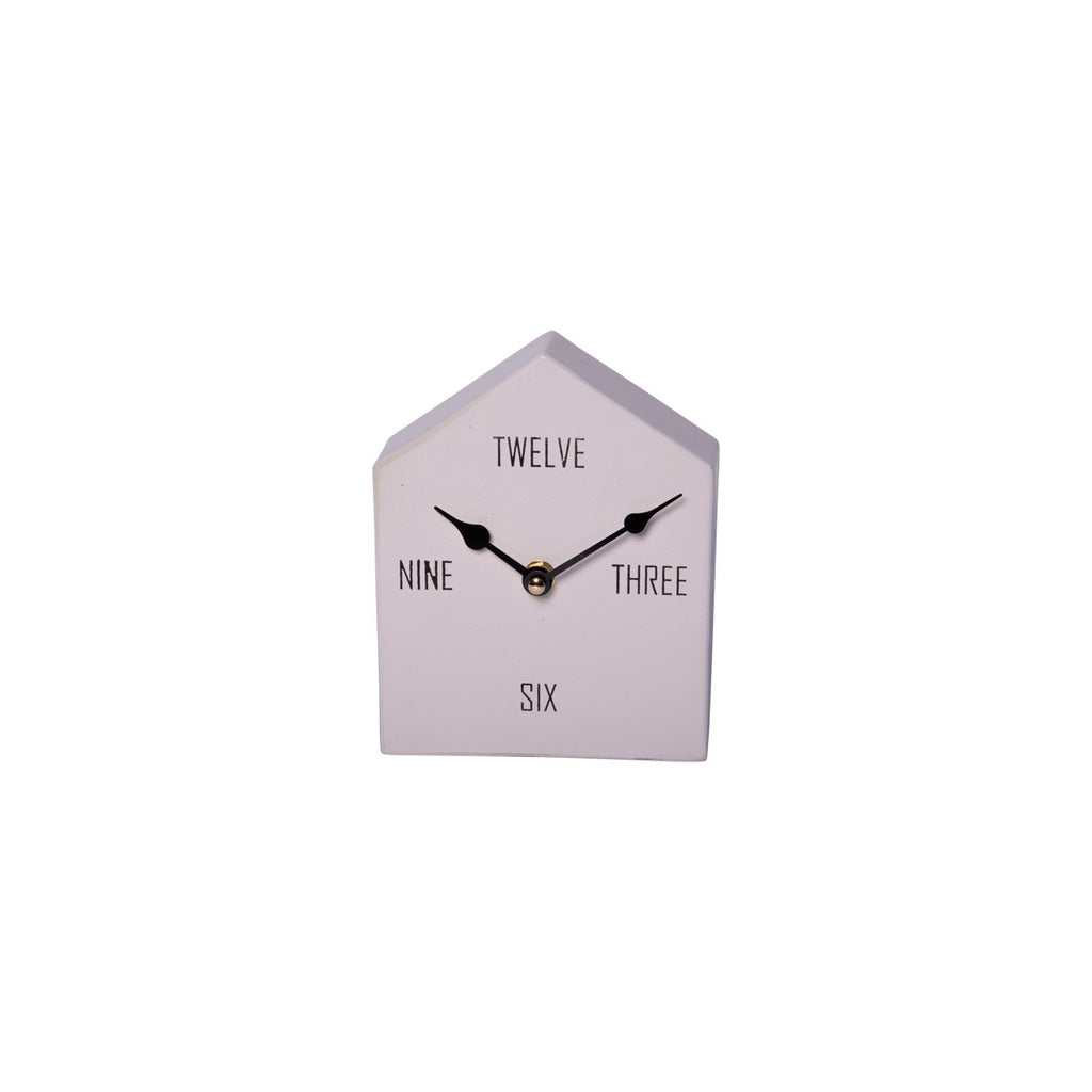 House metal tabletop clock white - Bombay Mercantile