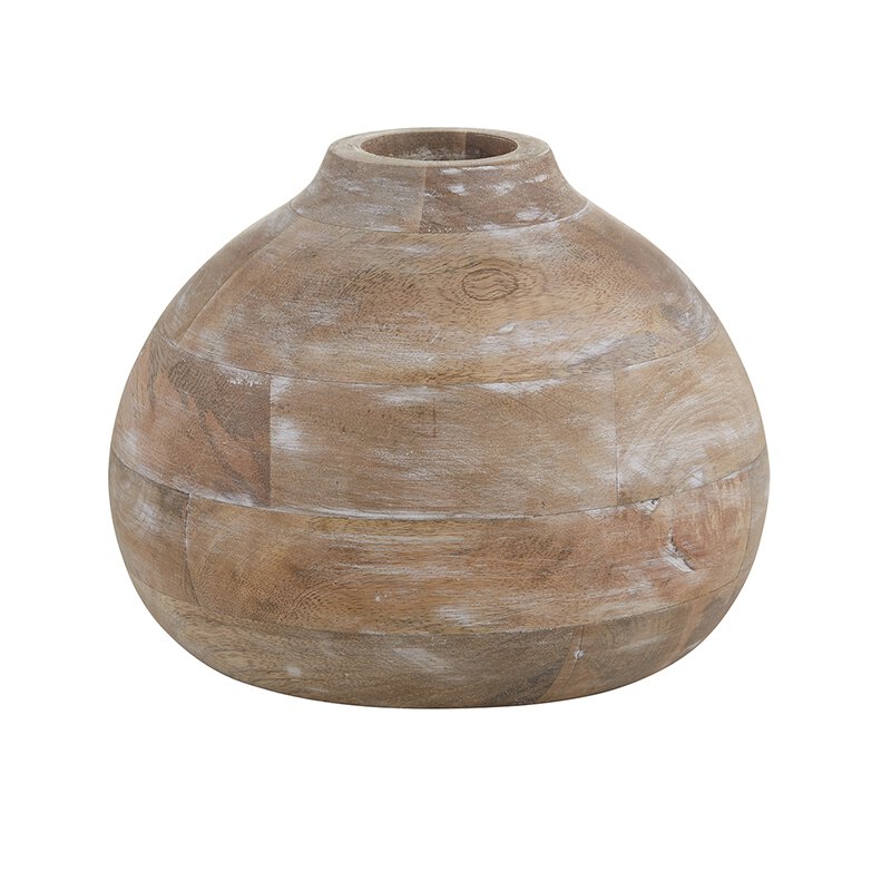 Wooden Vase - Flower - Large - Bombay Mercantile