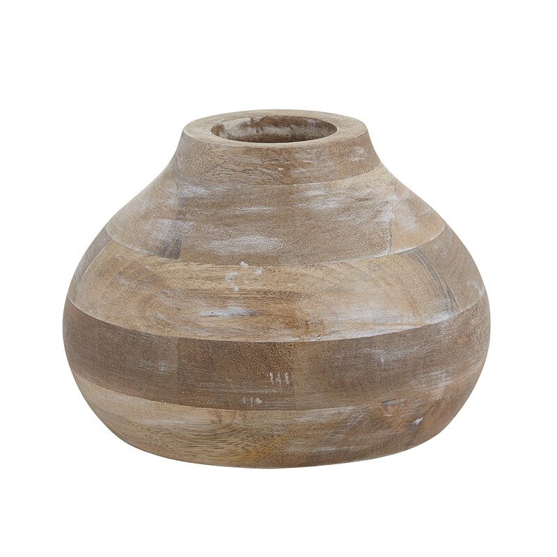 Wooden Vase - Flower - Small - Bombay Mercantile