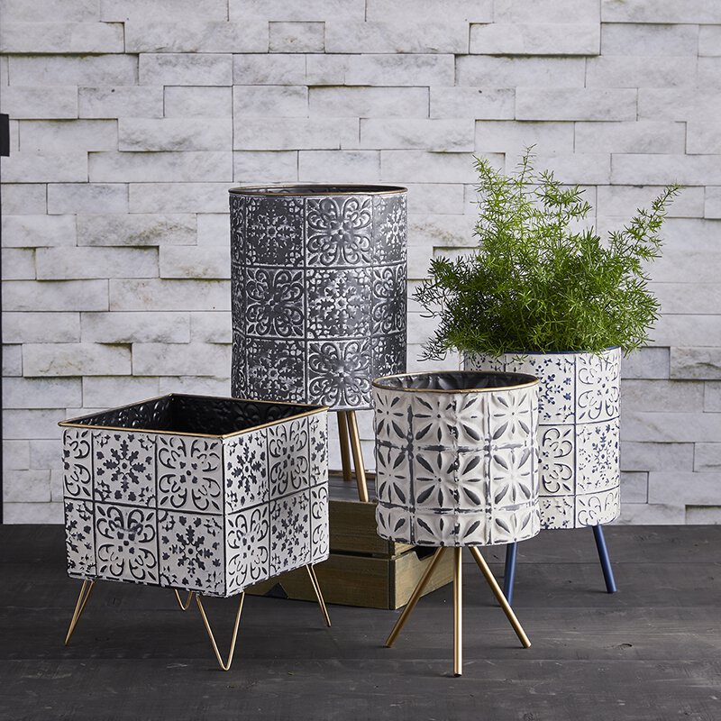 Cylinder Planter - Whitewash - Bombay Mercantile