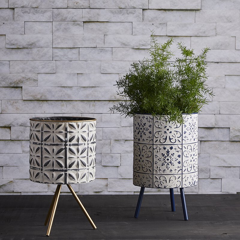 Cylinder Planter - Whitewash - Bombay Mercantile