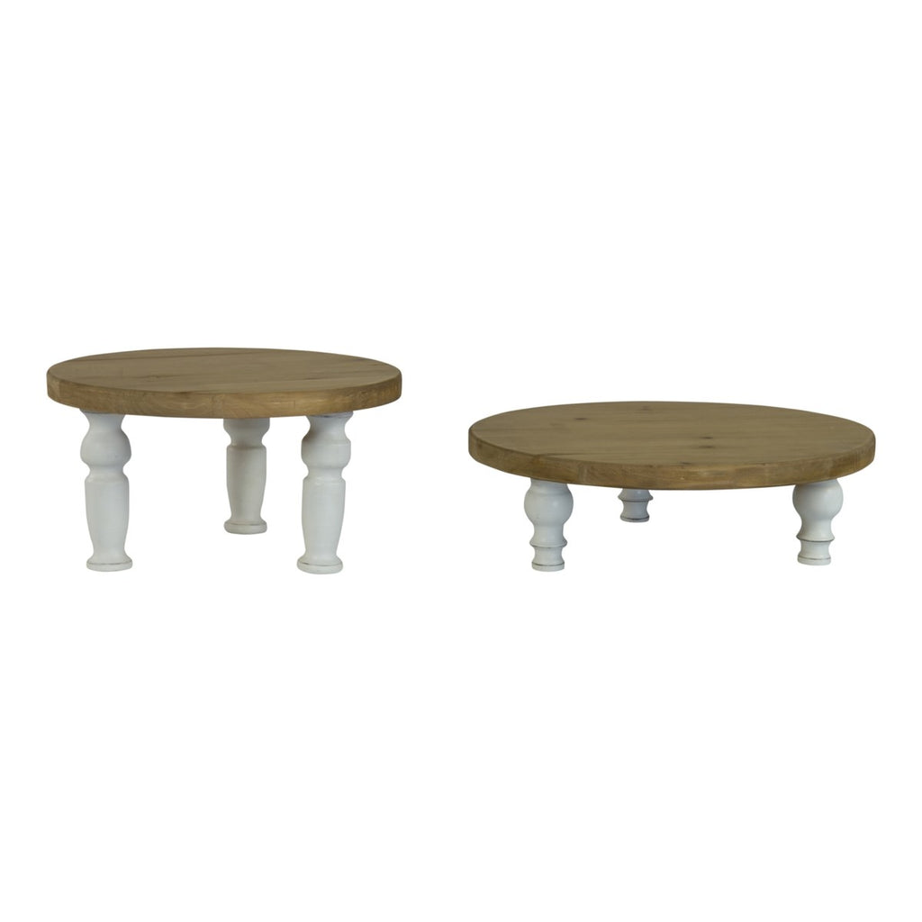 Brown and white distressed wood riser - Bombay Mercantile
