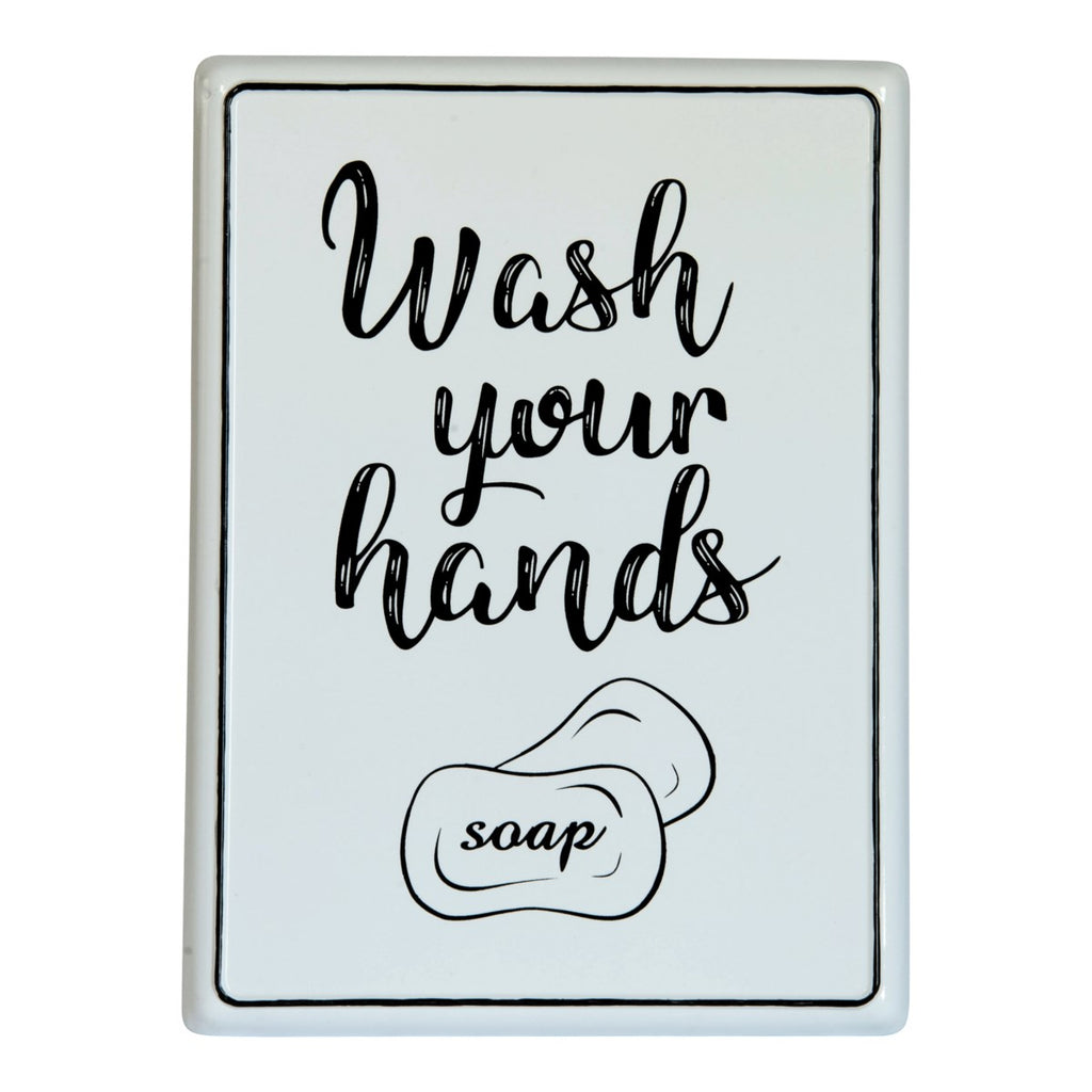 Wash your Hands" Enamelware Metal Sign - Bombay Mercantile