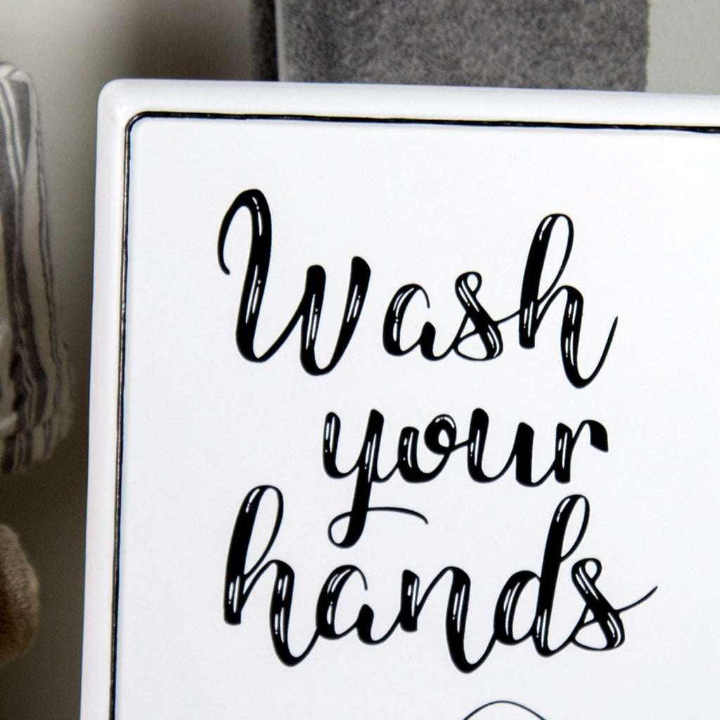Wash your Hands" Enamelware Metal Sign - Bombay Mercantile