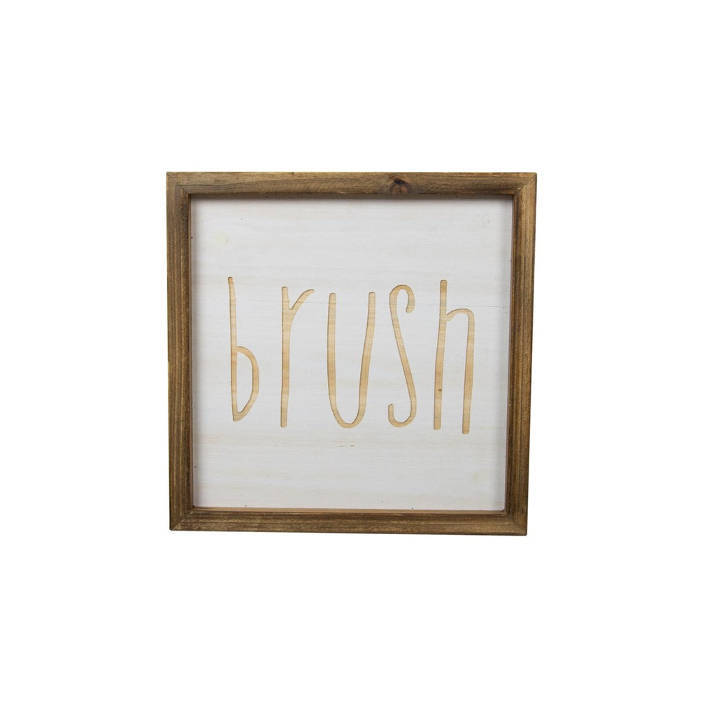 Wood sign" Brush" - Bombay Mercantile