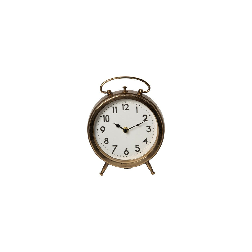 Gold metal standing table clock - Bombay Mercantile