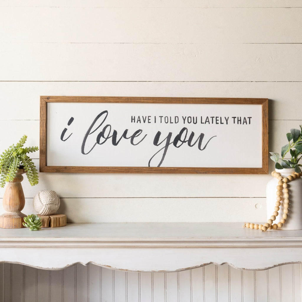 I LOVE YOU" natural wood sign - Bombay Mercantile