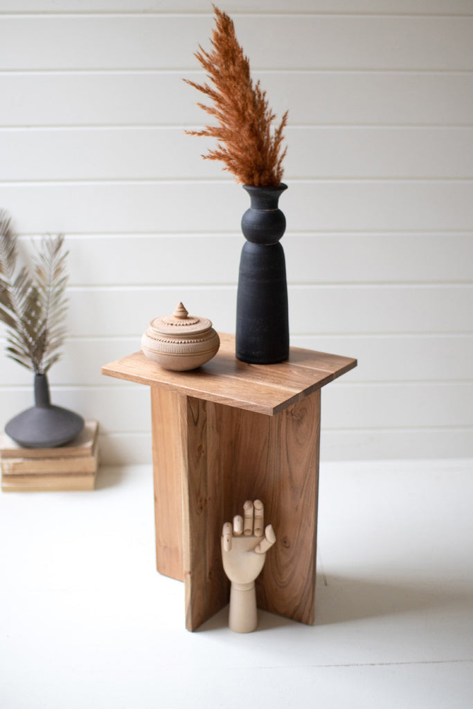 Acacia wood side table - Bombay Mercantile