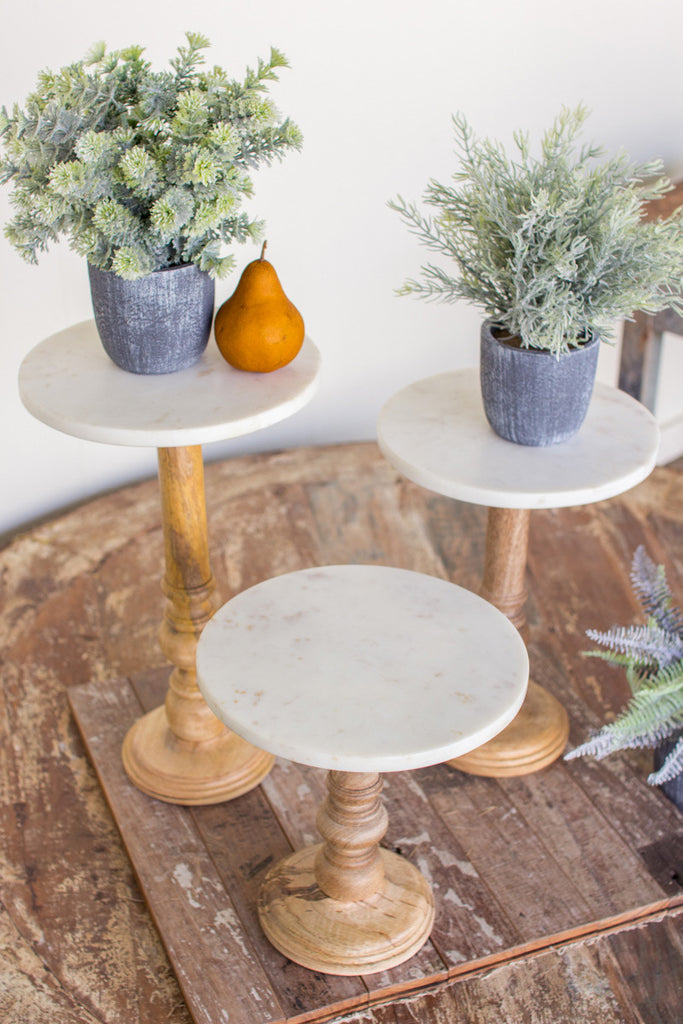 Display stands with marble tops, set of 3 - The Nifty Decor