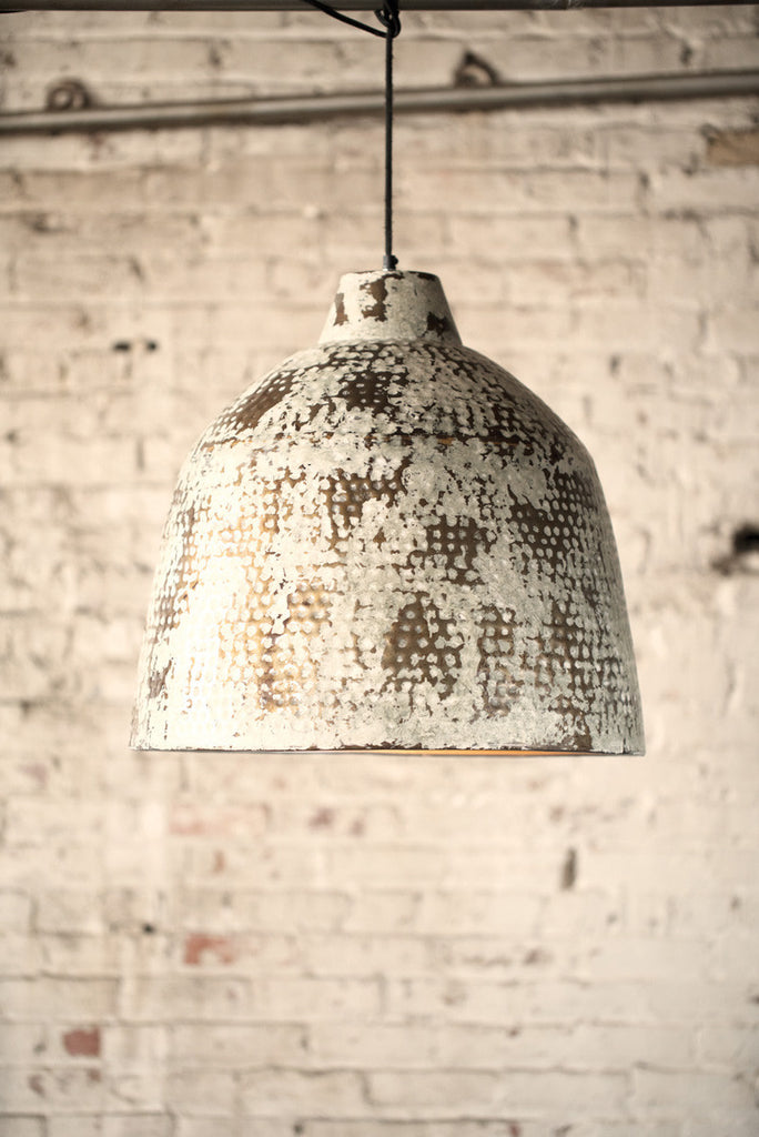 Rustic white metal pendant light - The Nifty Decor