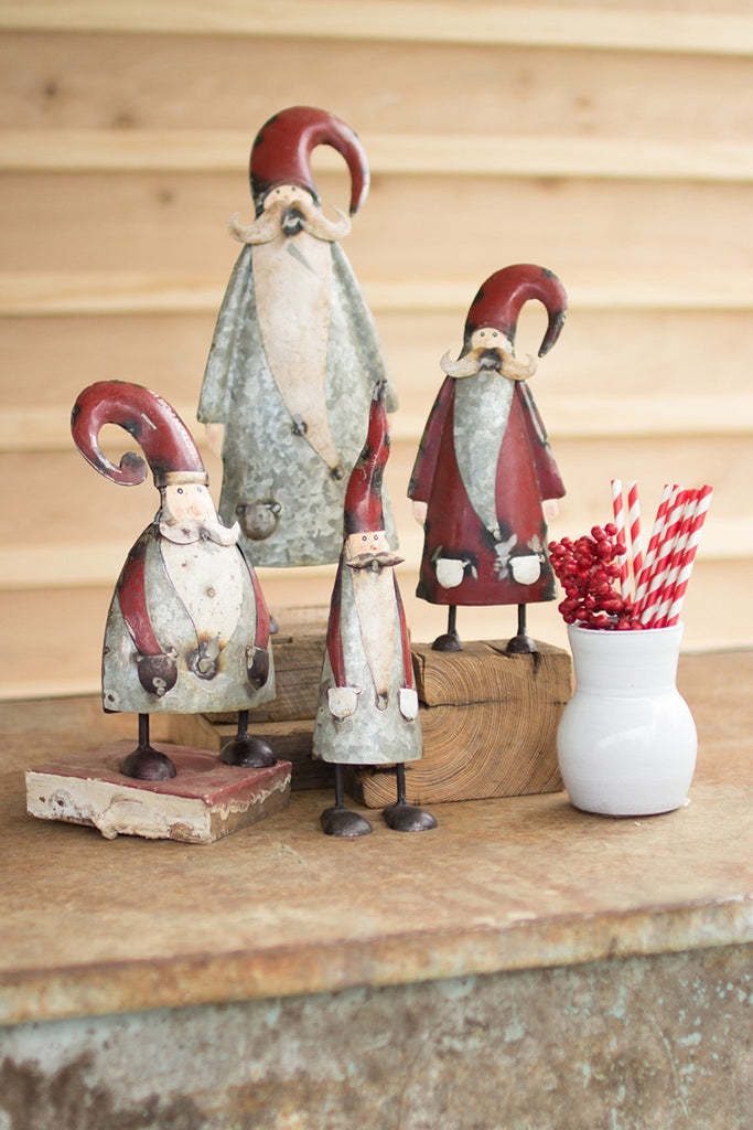 Galvanized and painted santas, set of 4 - The Nifty Decor