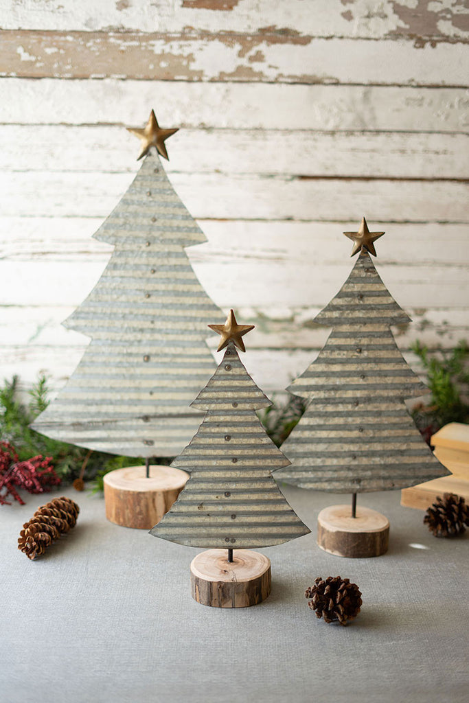 Galvanized Christmas trees, set of 3 - The Nifty Decor