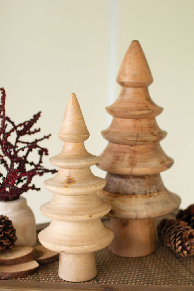 Mango wood christmas trees, set of 2 - The Nifty Decor