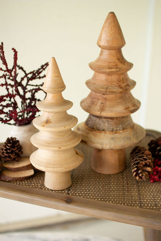 Mango wood christmas trees, set of 2 - The Nifty Decor