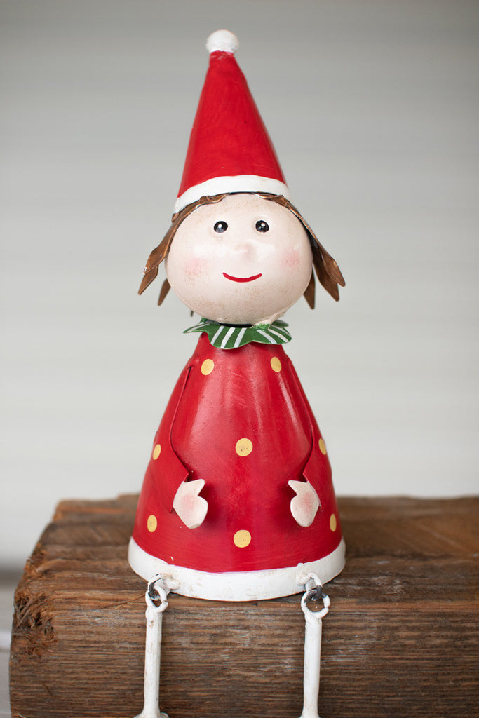 Set of 2 painted metal mr. and mrs. claus shelf sitters - Bombay Mercantile