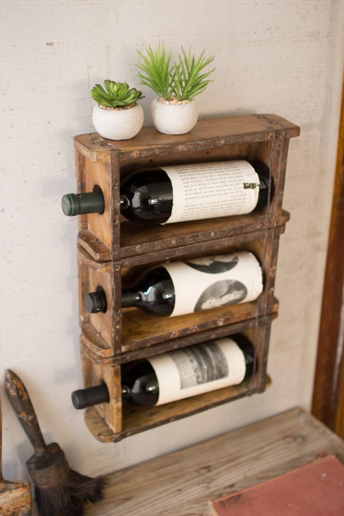 Hanging antique brick mold wine rack - The Nifty Decor