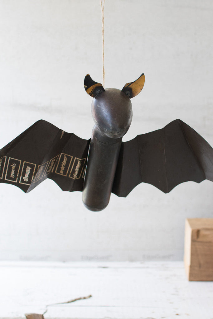 Recycled metal hanging bat - The Nifty Decor