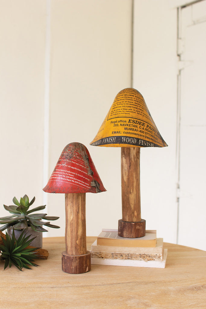 Set of 2 recycled metal mushrooms - The Nifty Decor