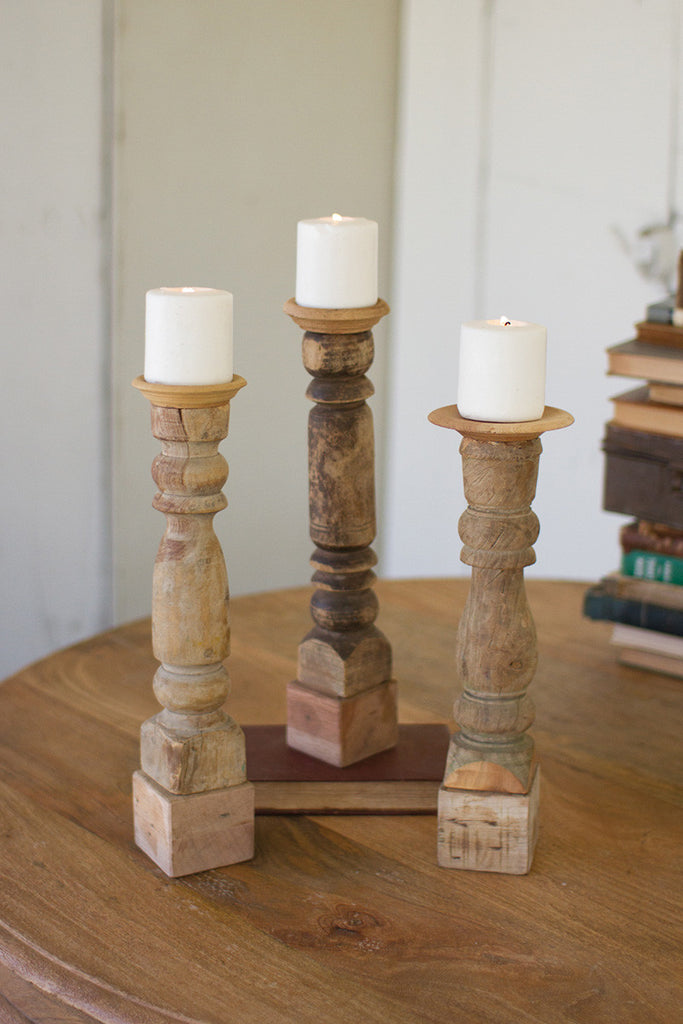 Reclaimed banister candle stand, set of 3 - The Nifty Decor