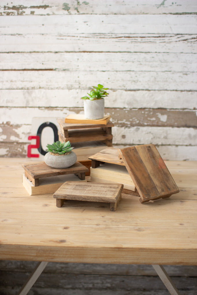 Repurposed rectangle wooden riser - The Nifty Decor