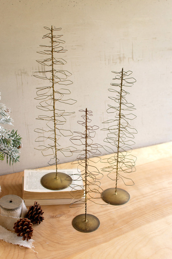 Antique brass wire trees, set of 3 - The Nifty Decor