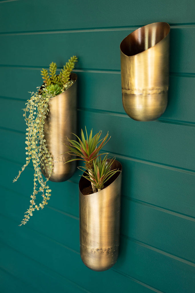 Antique brass wall vases, set of 3 - The Nifty Decor