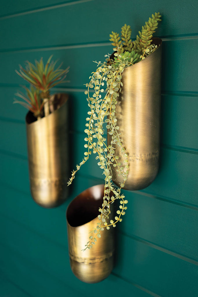 Antique brass wall vases, set of 3 - The Nifty Decor