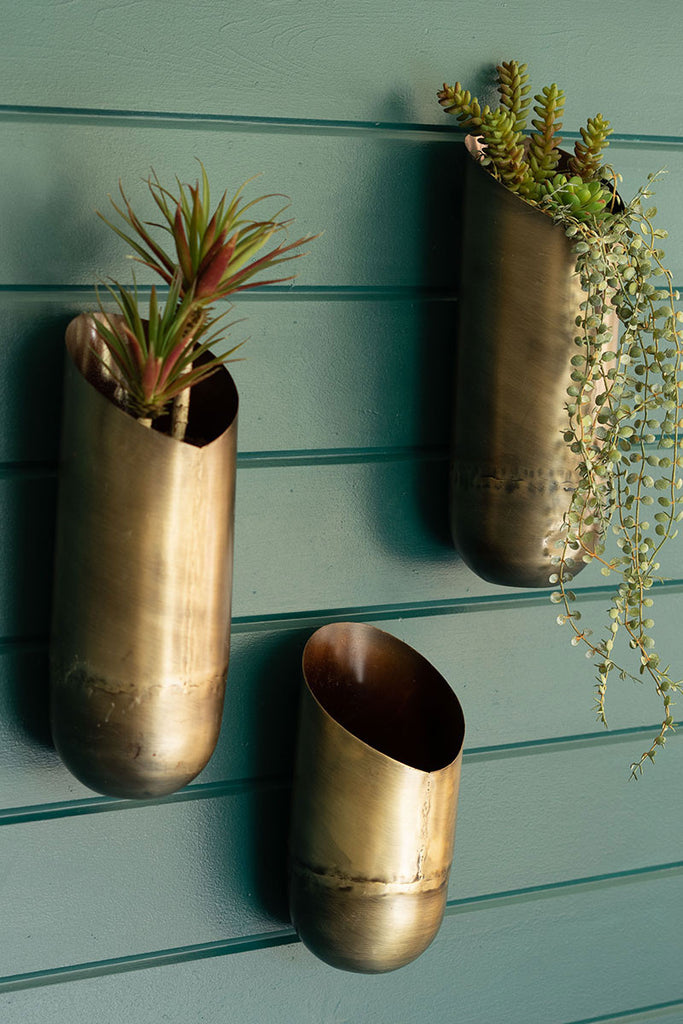 Antique brass wall vases, set of 3 - The Nifty Decor