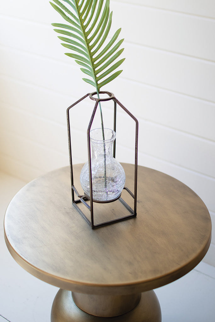 Glass vase with antique brass frame - The Nifty Decor