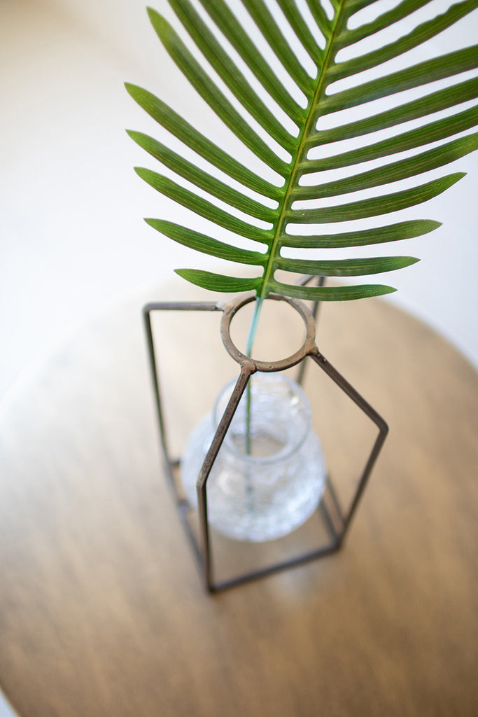 Glass vase with antique brass frame - The Nifty Decor
