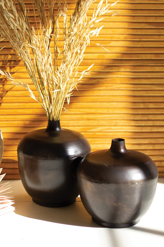 Antique black metal vessels, set of 2 - The Nifty Decor
