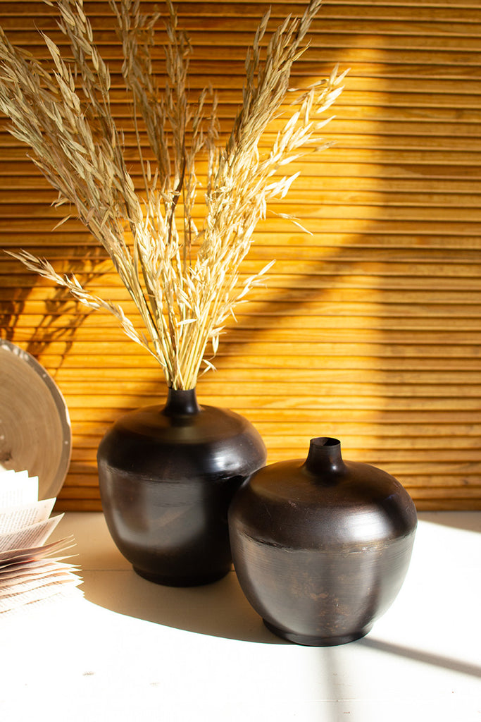 Antique black metal vessels, set of 2 - The Nifty Decor