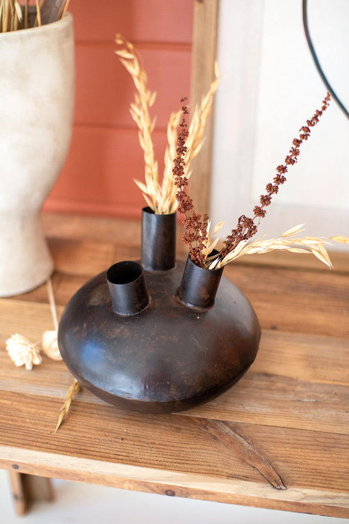 Three hole antique black metal vessel - The Nifty Decor