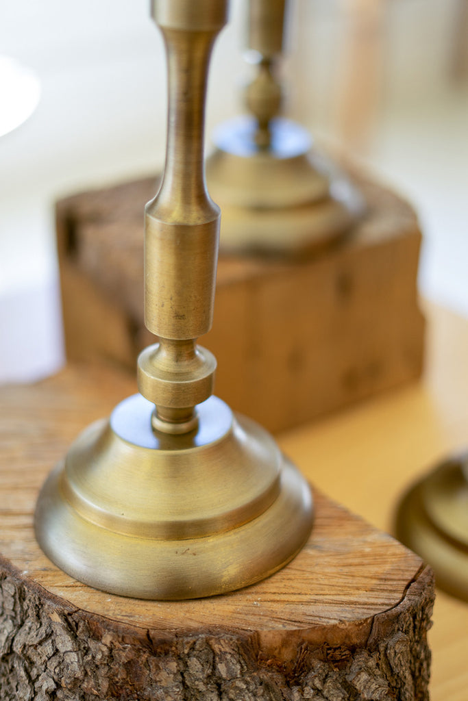 Brass metal taper candle stands, set of 3 - The Nifty Decor