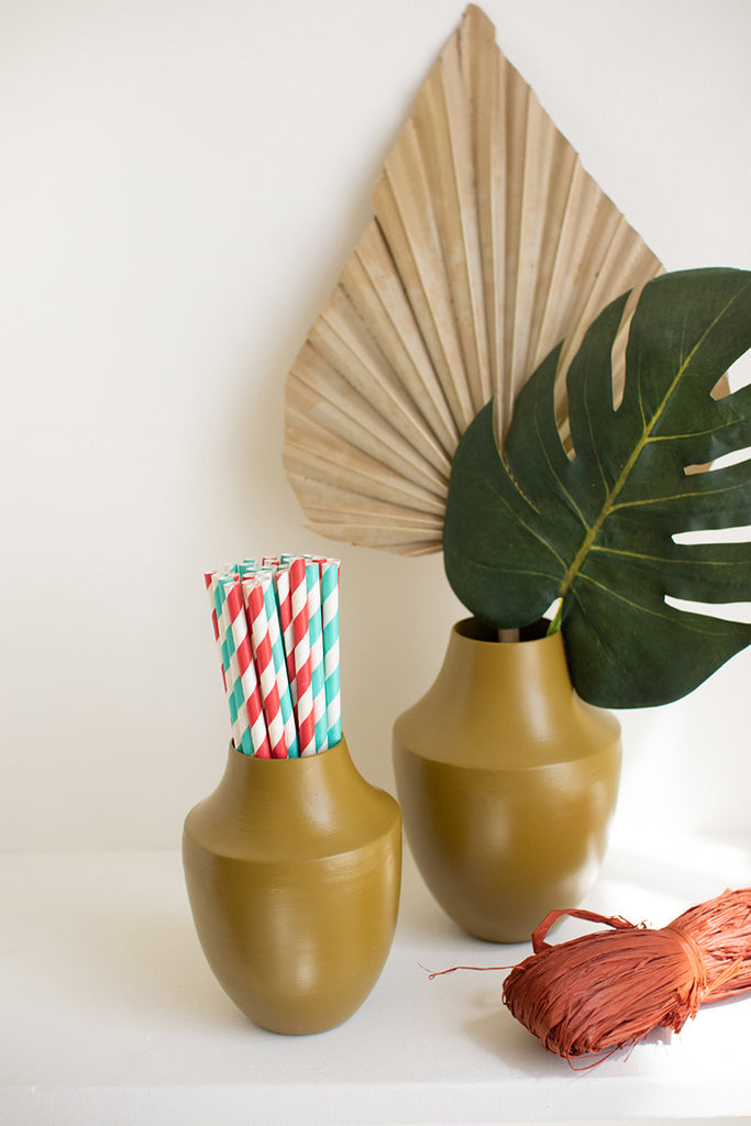 Set of 2 painted metal vases - The Nifty Decor