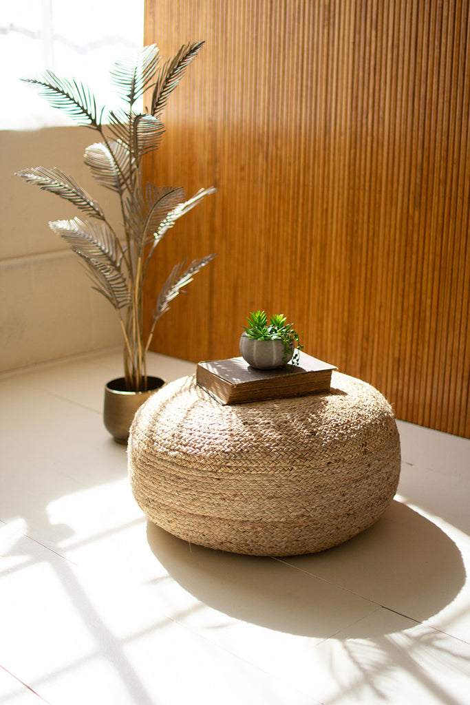 Round braided jute pouf - The Nifty Decor