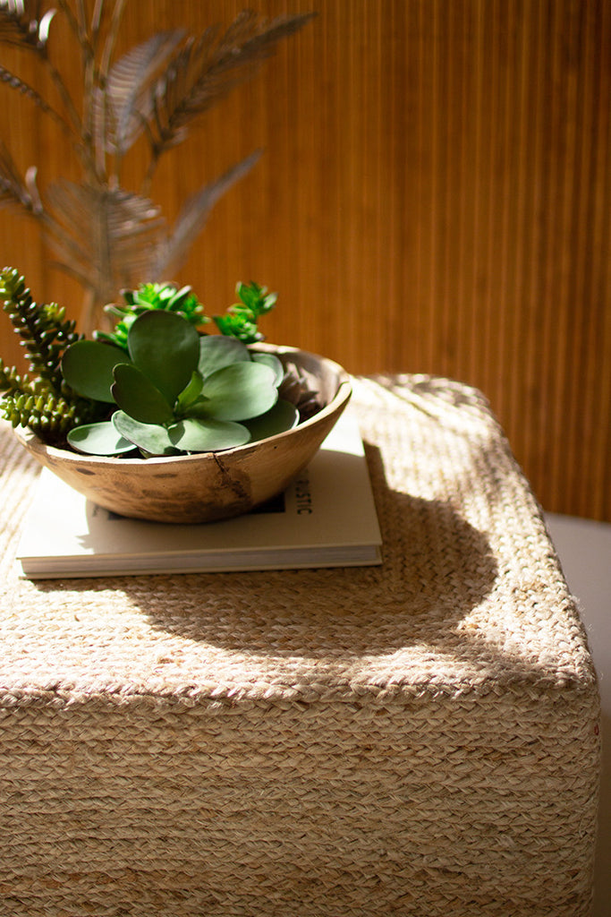 Square braided jute pouf - The Nifty Decor