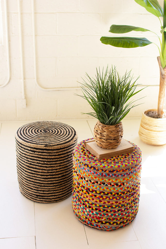 Round kantha pouf - The Nifty Decor