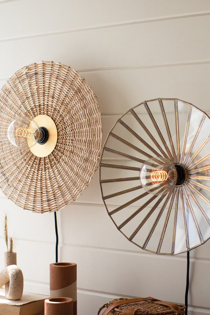 Rattan and brass wall sconce lamp - The Nifty Decor