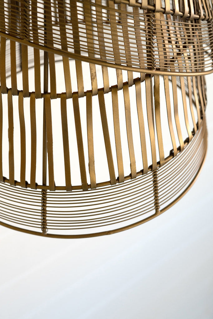 Iron pendant light with antique brass three layered ribbons - Bombay Mercantile