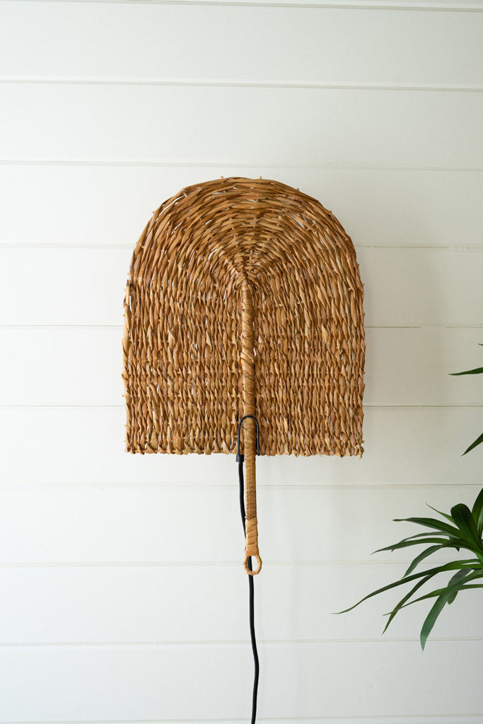 Seagrass fan wall sconce lamp - Bombay Mercantile