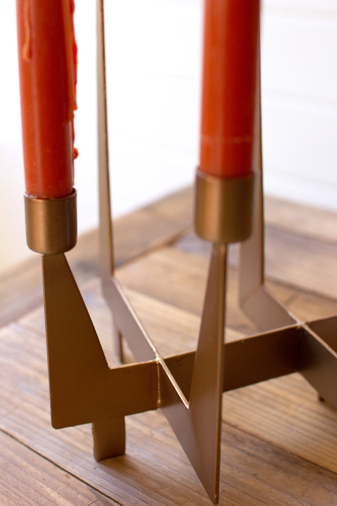 Iron taper candelabra with brass finish - Bombay Mercantile