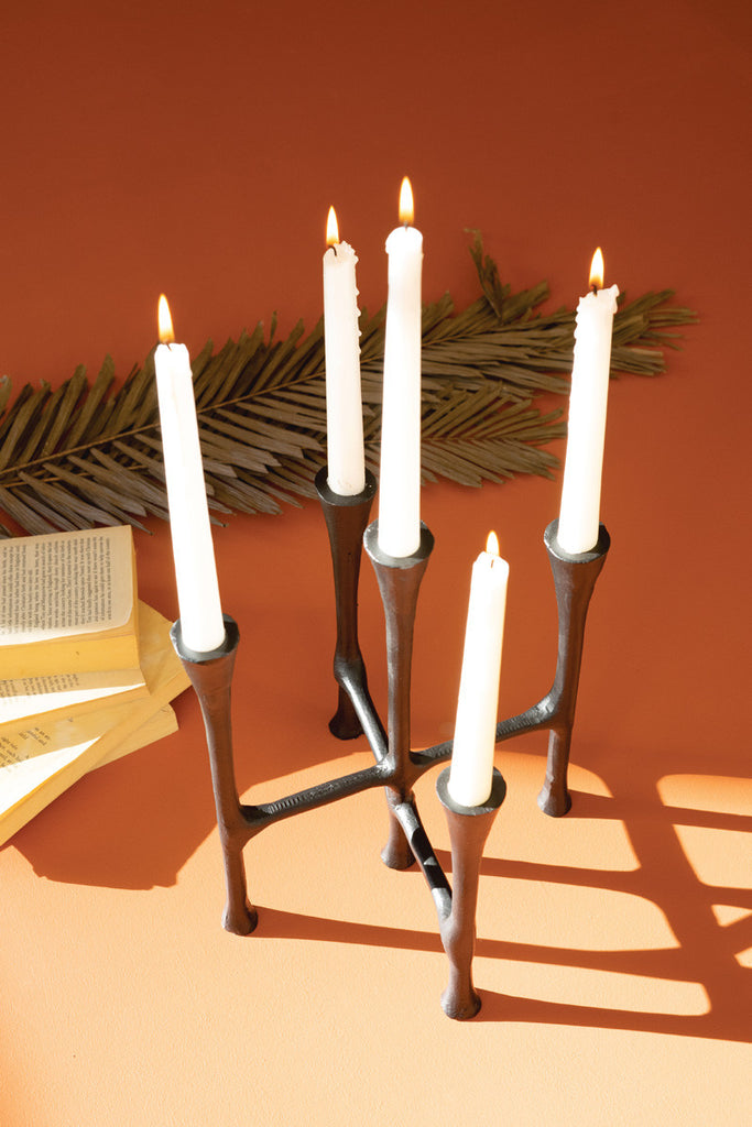 Aluminum candelabra with black finish - Bombay Mercantile