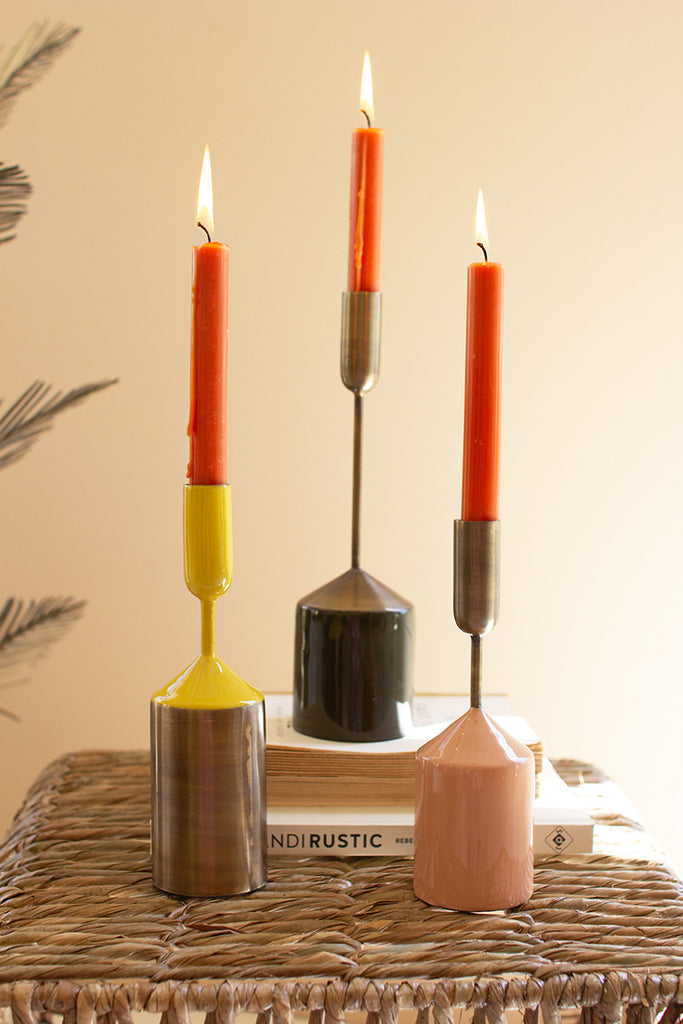 Set of 3 metal taper candle holders - The Nifty Decor
