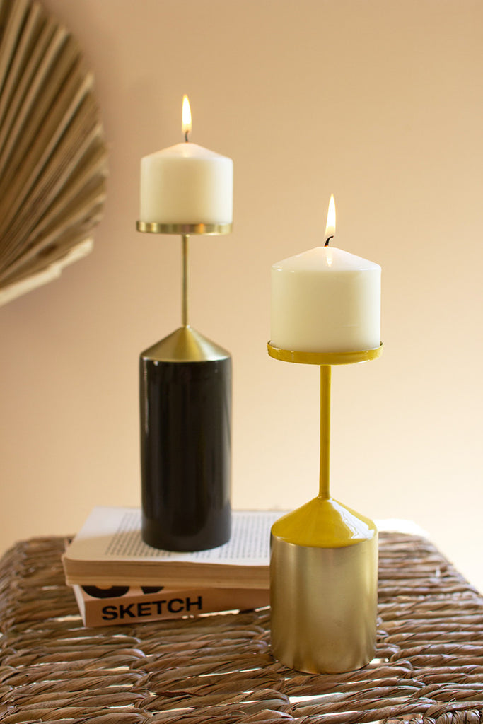 Set of 2 metal pillar candle holders - The Nifty Decor
