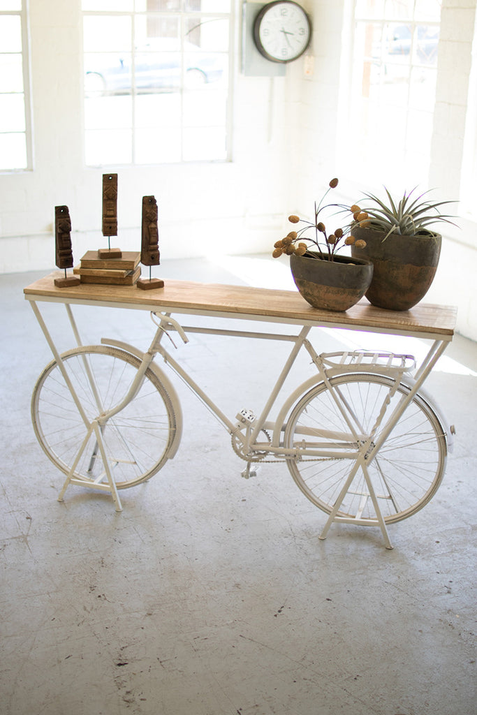 Repurposed bicycle display shelf - The Nifty Decor