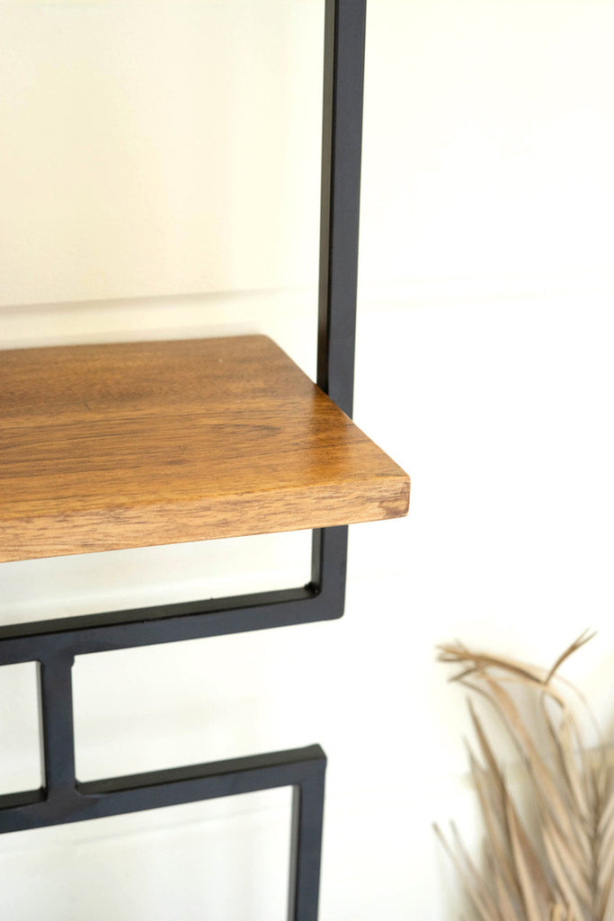 Four wooden shelves with iron frame - Bombay Mercantile