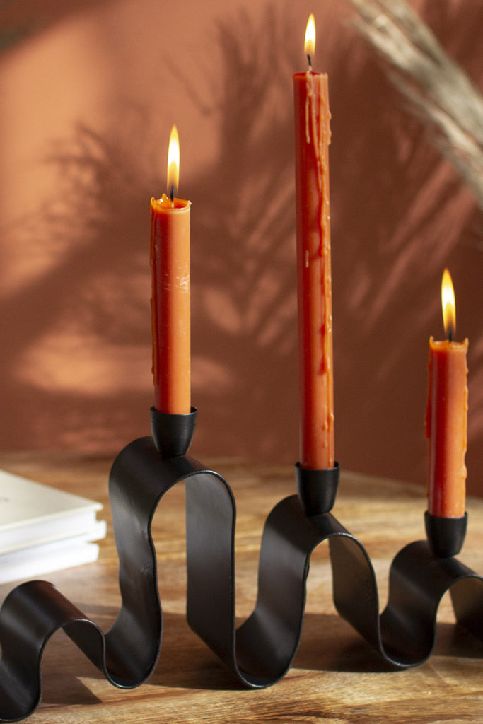 Forged iron ripple taper candelabra - Bombay Mercantile