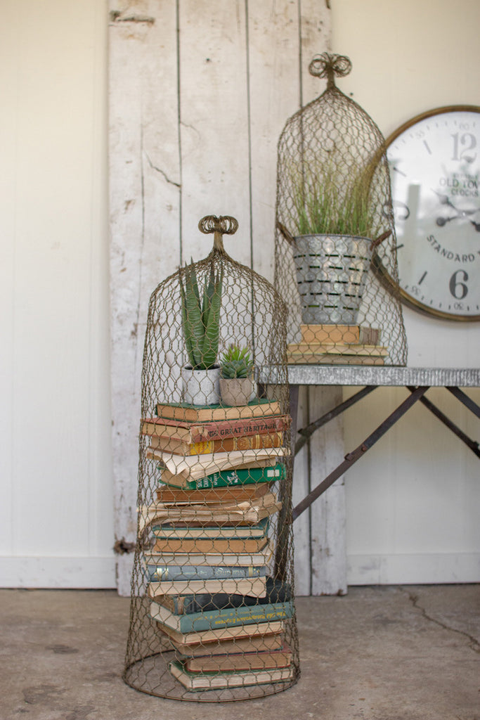 Wire cloche topiaries, set of 2 - The Nifty Decor