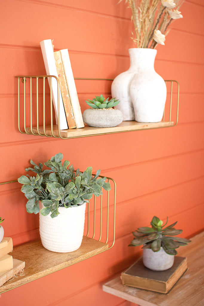 Wood and wire shelves, Set of 2 - The Nifty Decor